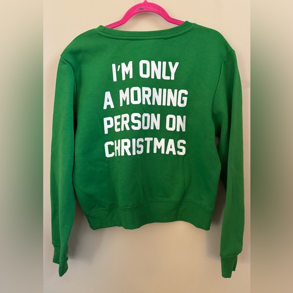 Peanuts Snoopy Green Sweatshirt Only A Morning Person on Christmas Size Large - Picture 3 of 4